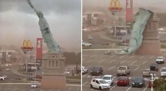 Brezilya'da fırtına dehşeti: 24 metrelik özgürlük heykeli devrildi