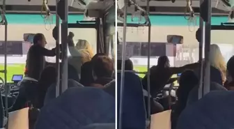 Otobüs şoförü ile kadın yolcu tekme ve yumruklarla birbirine girdi
