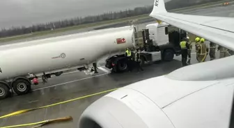 Ryanair uçağında korku dolu anlar, yakıt tankeri ile çarpıştı