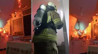 Yangında tavan çöktü, itfaiye ekipleri ölümden döndü... O anlar kameraya yansıdı