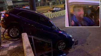 Duvarda asılı kalan aracın sürücüsü 'Trakyalıyım be ya' deyip polisi öpmeye kalktı
