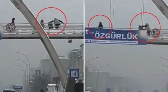 Üst geçitte kar topu atan çocukları yumruklayıp, yerde tekmeledi