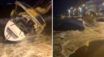 Milyonluk tekne şiddetli fırtına nedeniyle karaya oturdu