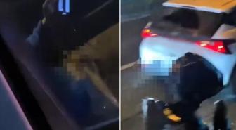 Trafikte mide bulandıran görüntü! Plakayı alıp harekete geçtiler