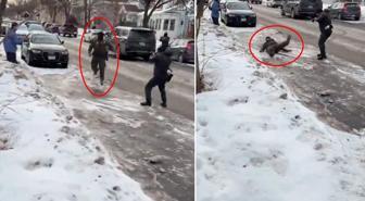 Polislerle böyle alay ettiler! Koşarken bir anda yere düştü