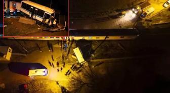 Raylarda mahsur kalan dolmuşa tren çarptı