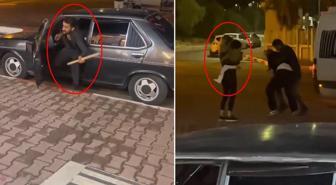 Sopayı kapıp tartıştığı şahsı eşi ve çocuğunun yanında darp etti