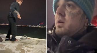 Sosyal medyada canlı yayın yaparken denize atlayan kadını kurtardı