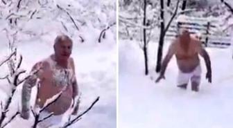 'Denize giremedik' dedi, karda kulaç attı