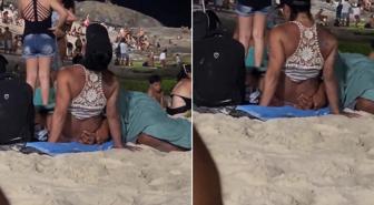 Plajda çocukların önünde uygunsuz görüntüler