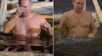 73 yaşındaki Putin yine bildiğiniz gibi! Buzlu suya dalış yaptı