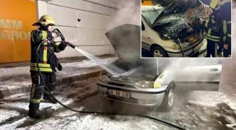 Oto tamircisinden yeni çıkardığı otomobili bir anda alev aldı