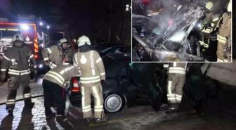 Otoparkta büyük panik! Alev alev yandı