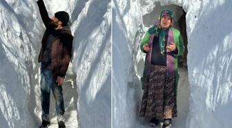 Görüntü Türkiye'den! Kar kalınlığı metreleri aştı, evlere tünelden ulaşıyorlar