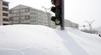 Bitlis'te kar kalınlığı trafik lambalarına kadar ulaştı