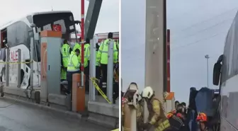 İstanbul'da korkunç kaza! Gişeye girmek isteyen araca otobüs çarptı