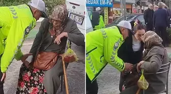 İşte Türk polisi! Ambulans gelene kadar yaşlı kadının elini bırakmadı