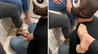 Diyaloglar Türkçe! Üç kadının bir erkeği köle gibi kullandığı görüntüye tepki yağıyor