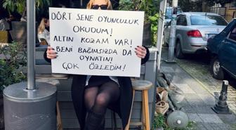 Ünlü oyuncu çareyi pankart açmakta buldu: Dört sene okudum, Altın Koza'm var