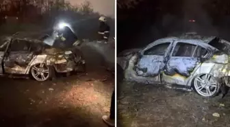 Şarampole uçan otomobil alev aldı! Hayata son anda tutundular