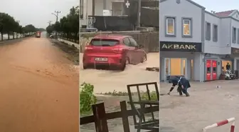 Sağanak sonrası Çeşme'de denizle kara birleşti