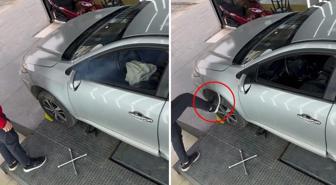 Kontak açıkken tekerleğe tekme atmasının bedeli ağır oldu