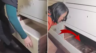 Şifonyerin alt çekmecesinde gizli bir geçit bulundu