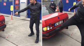 Sunulan gerekçe çıldırttı: TÜVTÜRK'ün önünde sinir krizi geçiren vatandaş aracını parçaladı