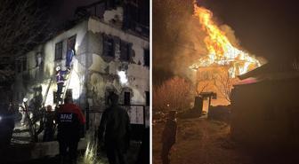 Gümüşhane'deki yangında bazı kısımları çöken binada yaşlı adamın cansız bedeni bulundu