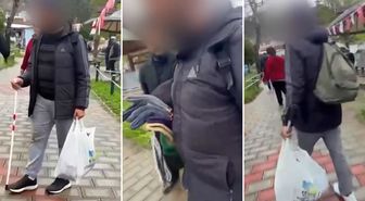 Görme engelli dilencinin zabıtayı görünce bir anda gözleri açıldı