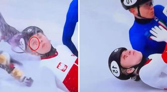 Kış Olimpiyatları'nda korku dolu anlar! Paten bıçağı yüzünü kesti, az kalsın kör kalacaktı