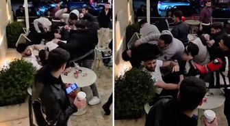 Kafede tekme tokat kavga ettiler