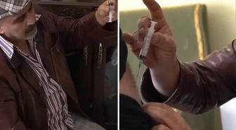 Çay dolu enjektörü, vücuda batırdı