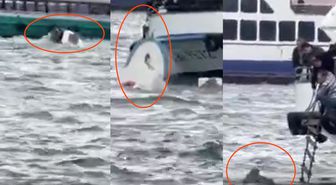 Karaköy'de vapur tekneye çarptı, denize düşen kişi halatla kurtarıldı