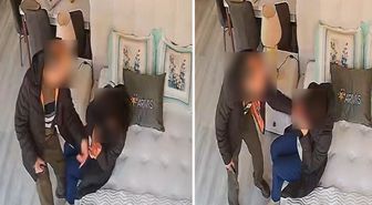 Eşini mobilya mağazasında darbetti