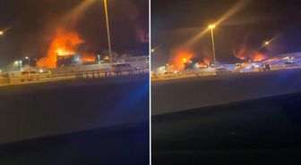 Bahreyn'deki ABD üssü alev alev yandı
