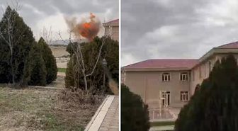 Azerbaycan'da okulun yanına İHA düştü