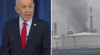 Netanyahu konuşurken, İran İsrail'in rafinelerini füzelerle vurdu