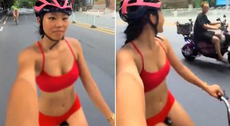 Kırmızı bikinisiyle trafiğe çıktı, 5 kazaya neden oldu