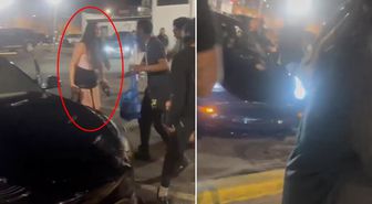 Alkolü fazla kaçıran genç kadın, araçla kalabalığın arasına daldı
