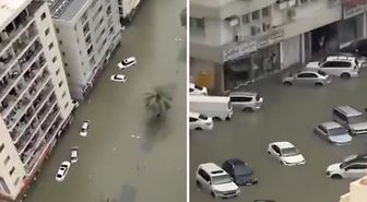 BAE'nin Şarika kentinde şiddetli yağışlar nedeniyle araçlar su altında kaldı