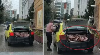 Akılalmaz görüntü! Taksi bagajında kilolarca et sevkiyatı