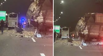Kuzey Marmara Otoyolu'nda tır ile yolcu otobüsü çarpıştı, 10 kişi yaralandı