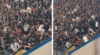 Beşiktaş taraftarları derbiyi bırakıp birbirini yumrukladı