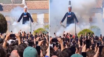 İspanya’da festivalde Netanyahu kuklası yakıldı