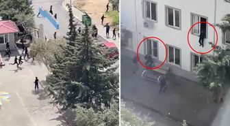 Kahramanmaraş'ta okula saldırı anı kamerada! Öğrenciler camlardan atladı