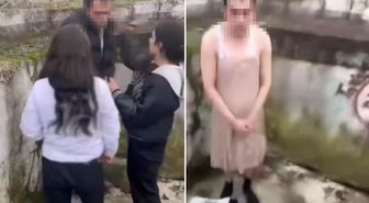 Genç kızı taciz eden adamı darbedip kadın kıyafeti giydirdiler
