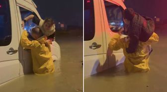 Adana sular altında kaldı! Minibüste mahsur kalan çocuklar böyle kurtarıldı