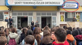 Saldırı yapılan okulun tabelası asıldı, ilk törende gözyaşları sel oldu