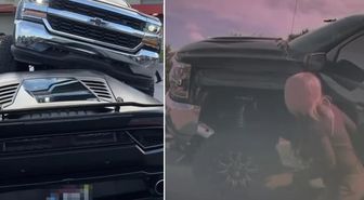 Otoparktaki lüks aracı fark etmeyip üzerine çıktı! Sürücünün sözleri dikkat çekti